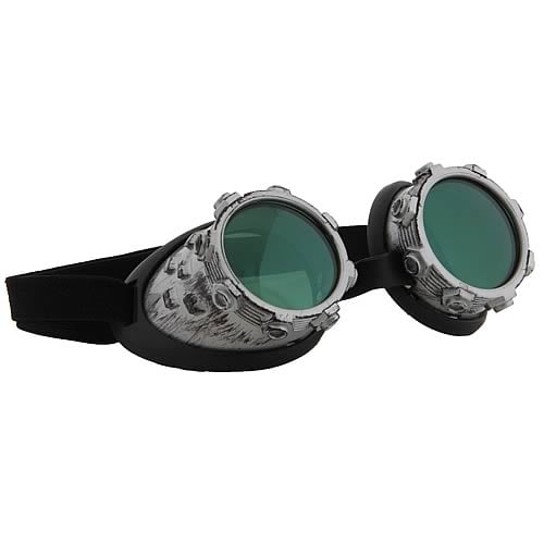 Steampunk CyberSteam Silver/Green Goggles